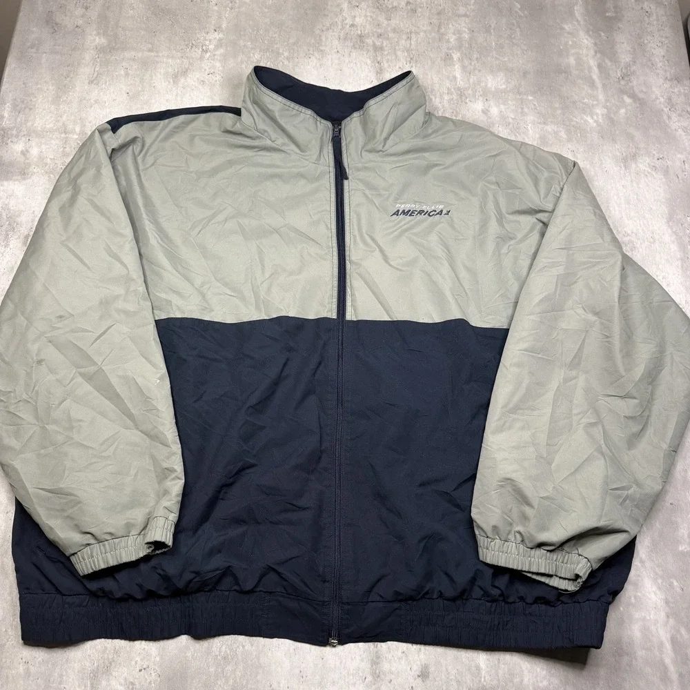 Perry Ellis America Mens Two Tone Gray Navy Windbreaker Jacket 3X Big